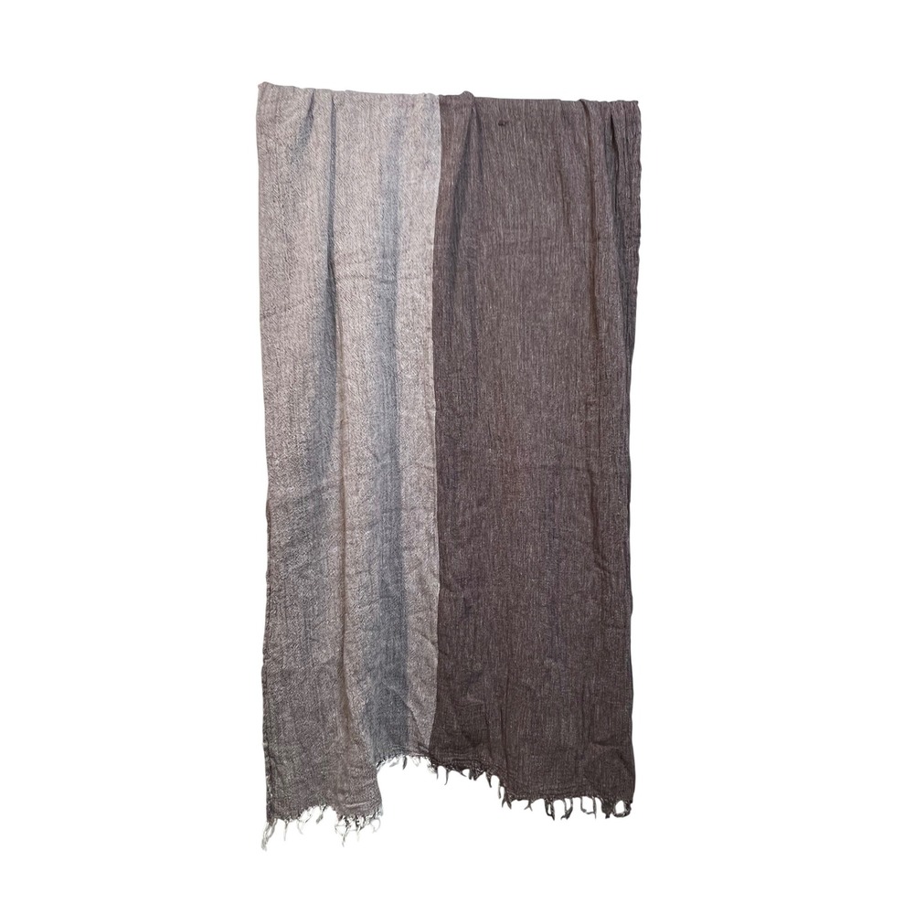 Charli London Brown Taupe Two Tone Textured Scarf Raw Fringe Edge Wrap